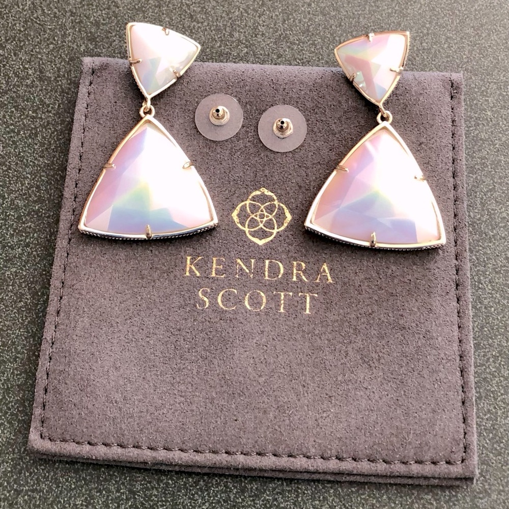 Kendra Scott Iridescent Pink Triangle Drop Earrings